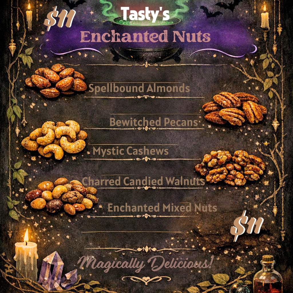 Tasty Cauldron Enchanted Nuts Menu